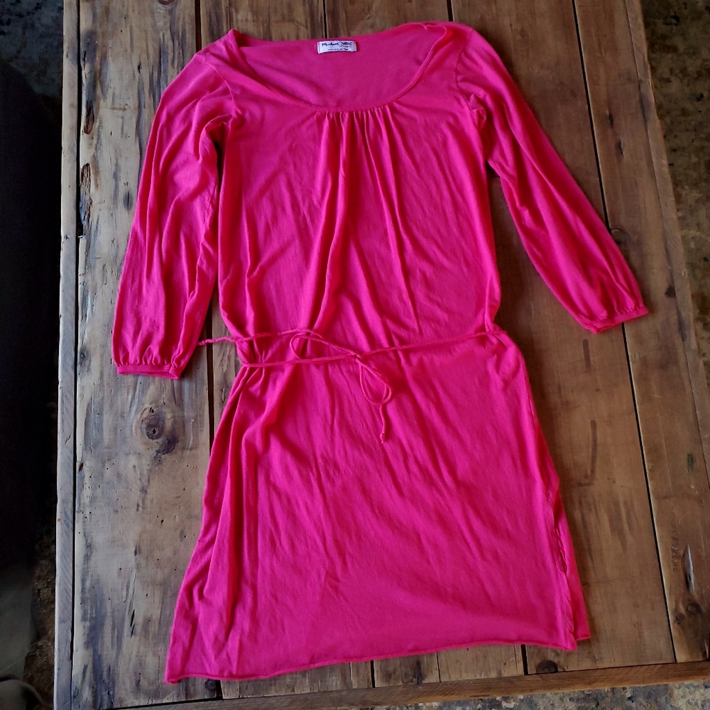 Michael Stars Women's Cotton Long Sleeve Pink Dress Coverup One size